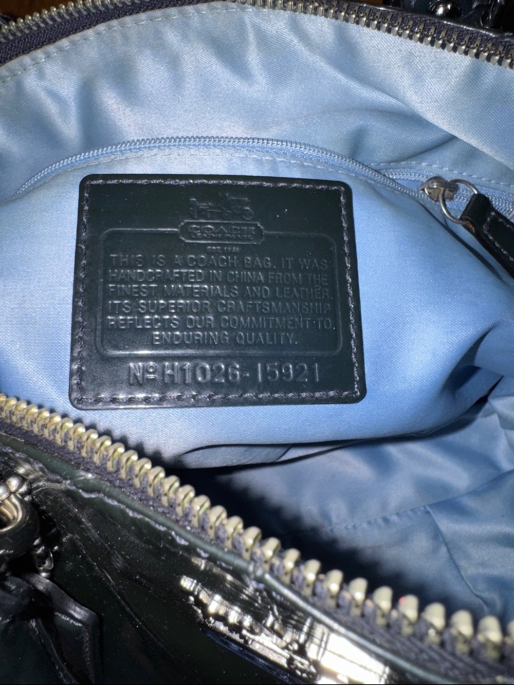 Coach Dark Blue Patent Leather Satchel with matching Wallet & Checkbook EUC - Picture 14 of 16